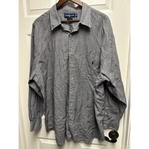 Ralph Lauren Men's Gray houndstoothPlaid Cotton Button-Down Shirt 2XL Big Lg Sl
